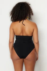 Trendyol Curve Black Cut Out Detailed Barbell Neck Plus Size Swimsuit - Image 5