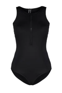 Trendyol Curve Black Zipper Detailed Sleeveless Plus Size Swimsuit - Image 6
