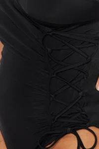 Trendyol Curve Black Double breasted Binding Detailed Plus Size Swimsuit - Image 4