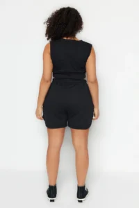 Trendyol Curve Black Thin Knitting Plus Size Shorts - Image 5
