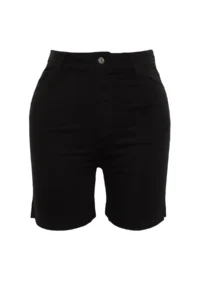 Trendyol Curve Black High Waist Flexible skinny Fit Side slit Plus Size denim Shorts & Bermuda - Image 6
