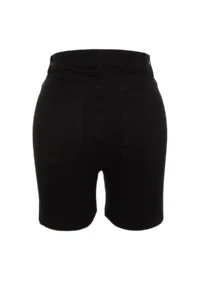 Trendyol Curve Black High Waist Flexible skinny Fit Side slit Plus Size denim Shorts & Bermuda - Image 8