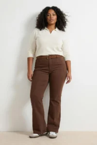 Trendyol Curve Brown High Waist flared leg comfort/Middle Flexible Flare Fit plus size jeans - Image 2
