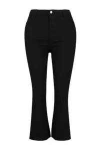 Trendyol Curve Solmayan Black High Waist Flexible Short Hem culotte Fit plus size jeans - Image 11
