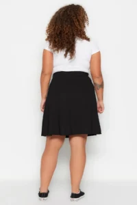Trendyol Curve Black Elastic Waist Mini Knitting Plus Size Skirt - Image 5