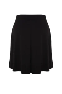 Trendyol Curve Black Elastic Waist Mini Knitting Plus Size Skirt - Image 6