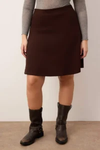 Trendyol Curve Dark Brown Elastic Waist Mini Knitting Plus Size Skirt - Image 3