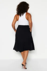 Trendyol Curve Black Slit Detailed Viscose Weaving Skirt - Image 5