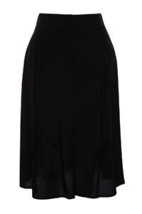 Trendyol Curve Black Slit Detailed Viscose Weaving Skirt - Image 6