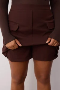 Trendyol Curve Brown with pocket Pen Double Material Plus Size Skirt - Image 3