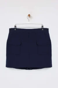 Trendyol Curve Navy Blue Mini with pocket Weaving Plus Size Skirt - Image 5