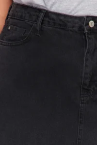Trendyol Curve Black Front slit Midi Size 100% Cotton Non-Stretch Plus Size Denim Skirt - Image 8