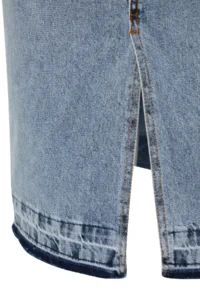 Trendyol Curve Mavi Front slit Midi Size 100% Cotton Non-Stretch Plus Size Denim Skirt - Image 7