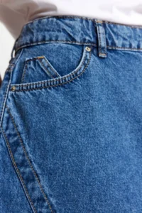 Trendyol Curve Mavi Double slit A line Comofrt/Middle Flexible Plus Size denim Skirt - Image 4
