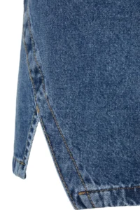 Trendyol Curve Mavi Double slit A line Comofrt/Middle Flexible Plus Size denim Skirt - Image 7
