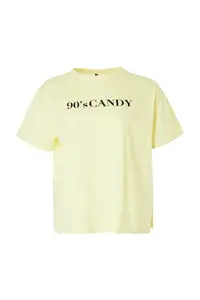 Trendyol Curve Yellow Wide Pattern Printed Crew Neck 100% Cotton Knitting T-Shirt