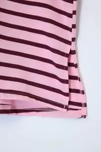 Trendyol Curve Red-Pink Striped V -Yaka Knitting T-Shirt - Image 5
