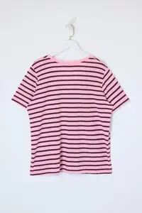 Trendyol Curve Red-Pink Striped V -Yaka Knitting T-Shirt - Image 6