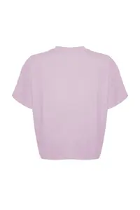 Trendyol Curve Lilac Collar ribbed Wide Pattern Basic 100% Cotton Knitting T-Shirt - Image 6