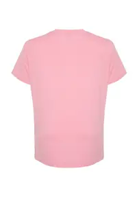 Trendyol Curve Pink Ribbed Collar Boyfriend 100% Cotton Knitting T-Shirt - Image 8