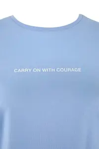Trendyol Curve Boyfriend Fit Slogan Printed Crew Neck 100% Cotton Knitting Plus Size T-Shirt - Image 5