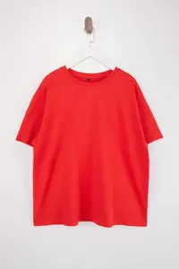 Trendyol Curve Red Crew Neck Back Printed 100% Cotton Knitting T-Shirt - Image 2