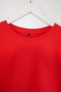 Trendyol Curve Red Crew Neck Back Printed 100% Cotton Knitting T-Shirt - Image 3