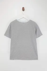 Trendyol Curve Brown Striped Crew Neck Striped Knitting T-Shirt - Image 3