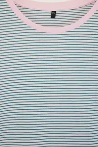 Trendyol Curve Pink Striped Crew Neck Striped Knitting T-Shirt - Image 2