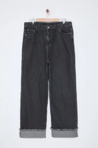 Trendyol Curve Gray High Waist Detailed Wideleg/Wide Leg Middle Flexible plus size jeans - Image 7