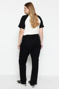 Trendyol Curve Black High Waist Dirty End Detailed Wide Leg/Wide Leg comfort/Middle Flexible jeans - Image 10