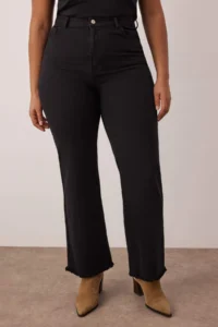 Trendyol Curve Black High Waist Dirty End Detailed Wide Leg/Wide Leg comfort/Middle Flexible jeans - Image 3