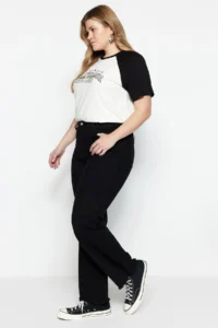 Trendyol Curve Black High Waist Dirty End Detailed Wide Leg/Wide Leg comfort/Middle Flexible jeans - Image 7
