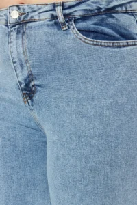 Trendyol Curve Light Blue High Waist Dirty End Detailed Wide Leg/Wide Leg comfort/Middle Flexible jeans - Image 3