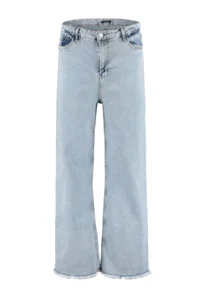 Trendyol Curve Light Blue High Waist Dirty End Detailed Wide Leg/Wide Leg comfort/Middle Flexible jeans - Image 5