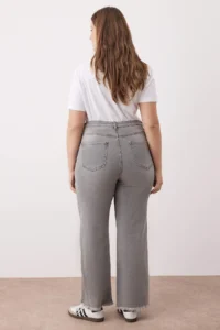 Trendyol Curve Gray High Waist Dirty End Detailed Wide Leg comfort Plus Size Wide Leg jeans - Image 4