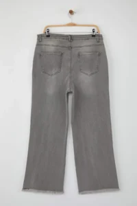 Trendyol Curve Gray High Waist Dirty End Detailed Wide Leg comfort Plus Size Wide Leg jeans - Image 7
