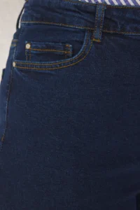 Trendyol Curve Dark Blue High Waist Dirty End Detailed Wide Leg comfort Plus Size Wide Leg jeans - Image 4