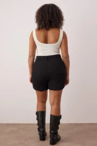 Trendyol Curve Black Tasseled Flexible skinny Fit Plus Size Denim Shorts & Bermuda - Image 4