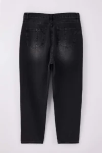 Trendyol Curve Anthracite Destroy Detailed Mom Fit 100% Cotton denim plus size jeans - Image 7