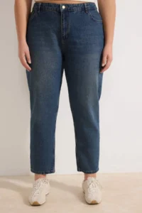 Trendyol Curve Mavi High Waist Mom Fit 100% Cotton denim plus size jeans - Image 3