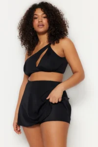 Trendyol Curve Black Shorts Etekli Mini Plus Size Bikini Bottom - Image 3