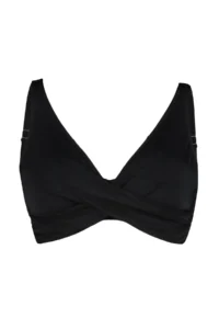 Trendyol Curve Black Deep V Shirred Plus Size Bikini Top - Image 6