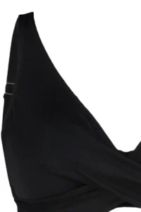 Trendyol Curve Black Deep V Shirred Plus Size Bikini Top - Image 7