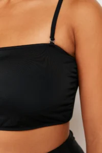 Trendyol Curve Black Strapless Rope Sleeveless Plus Size Bikini Top - Image 5