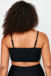 Trendyol Curve Black Strapless Rope Sleeveless Plus Size Bikini Top - Image 6