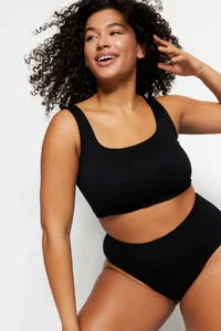 Trendyol Curve Black seamless Without underwire Wireless Flexible bralette Knitting Plus Size Bra