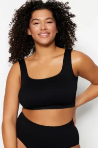 Trendyol Curve Black seamless Without underwire Wireless Flexible bralette Knitting Plus Size Bra - Image 4