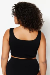 Trendyol Curve Black seamless Without underwire Wireless Flexible bralette Knitting Plus Size Bra - Image 5