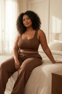 Trendyol Curve Brown seamless/Seamless Without underwire Wireless Flexible bralette Knitting Plus Size Bra